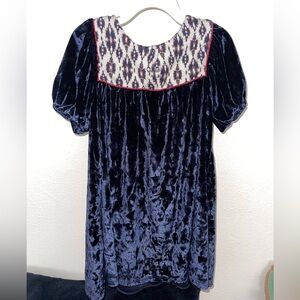 Zara Blue Puff Sleeve Bib Collar Girls Dress